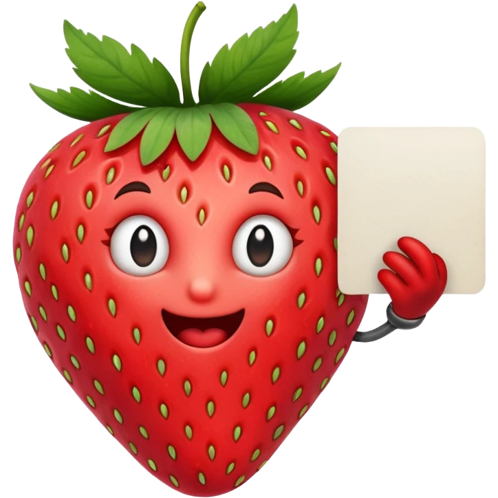 A strawberry holding a large blank sign emoji