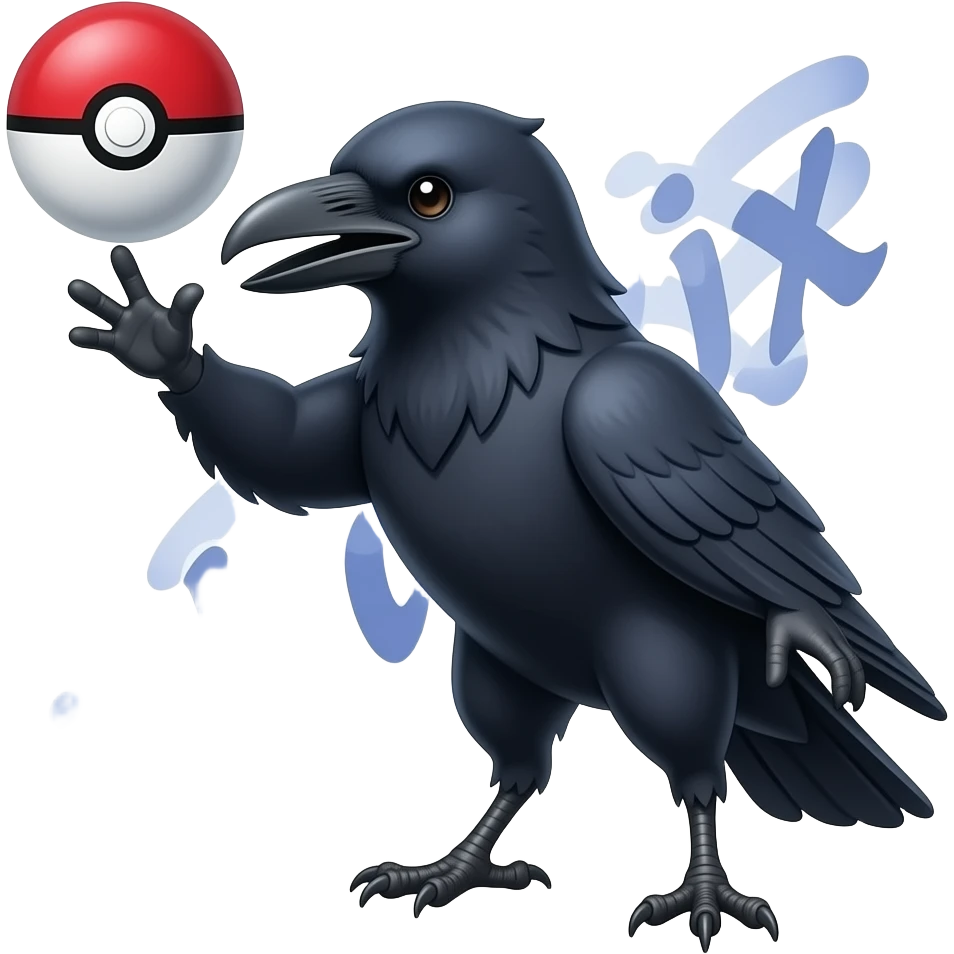 Raven catching pokeball emoji