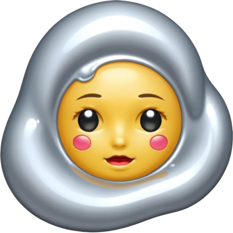 wet chrome surface, silver liquid shine, intimate erotic mood emoji