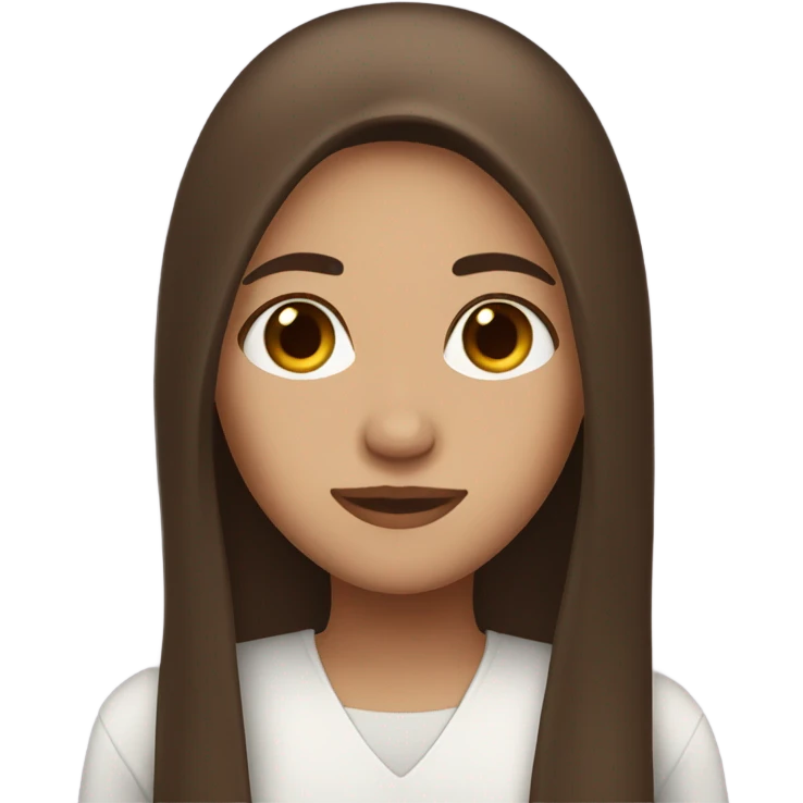 girl with long straight brown hair with brown eyes and white emoji