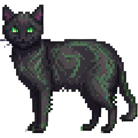 black cat with green eyes, standing emoji