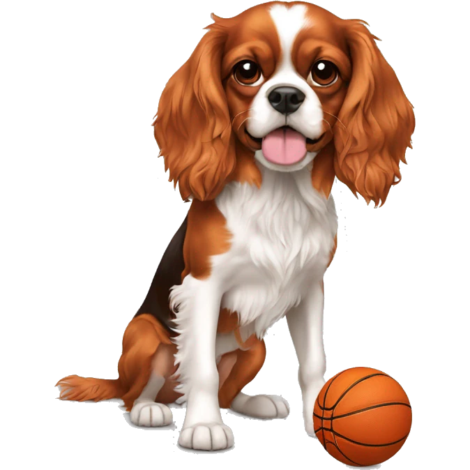 Cavalier king Charles qui fait du basketball  emoji