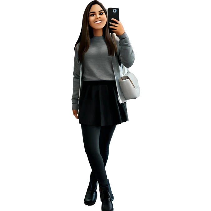 girl standing with phone indoors emoji