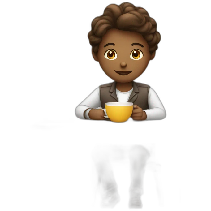WORKING AT TABLE WITH COFFEE emoji