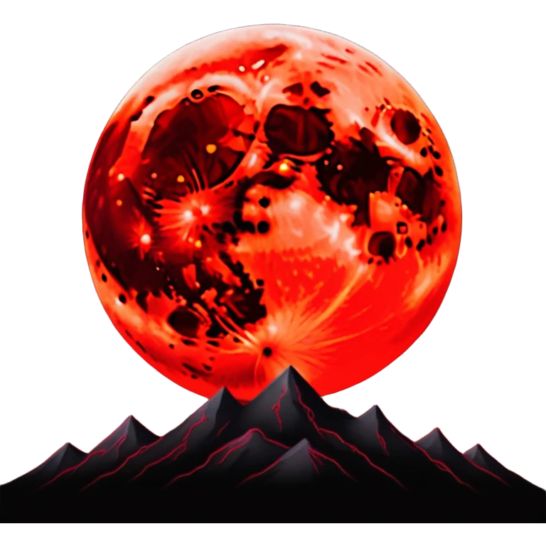 Edgy Black night sky with big Red vibrant neon-crimson-blood-moon Aesthetic scene scenery full picture  emoji