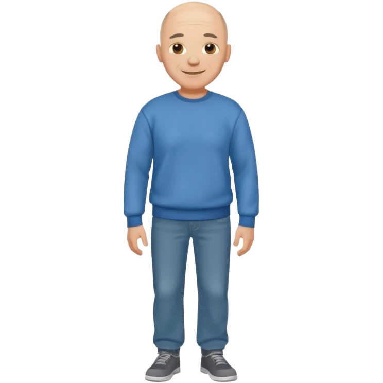 mature bald man sweatshirt and jeans full body emoji