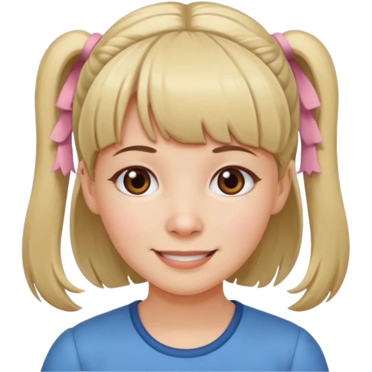It's a trend setter that gives information related to all kinds of skin and beauty, but it's mild, has bangs and pigtails. It's a little cute and smiling, but it has to be an adult and pure emoji