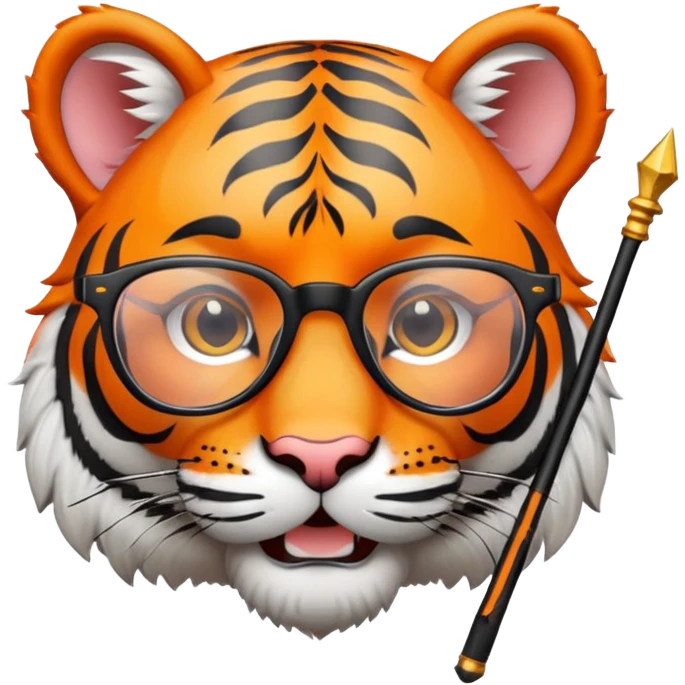 Tiger Harry Potter with wand and glasses emoji