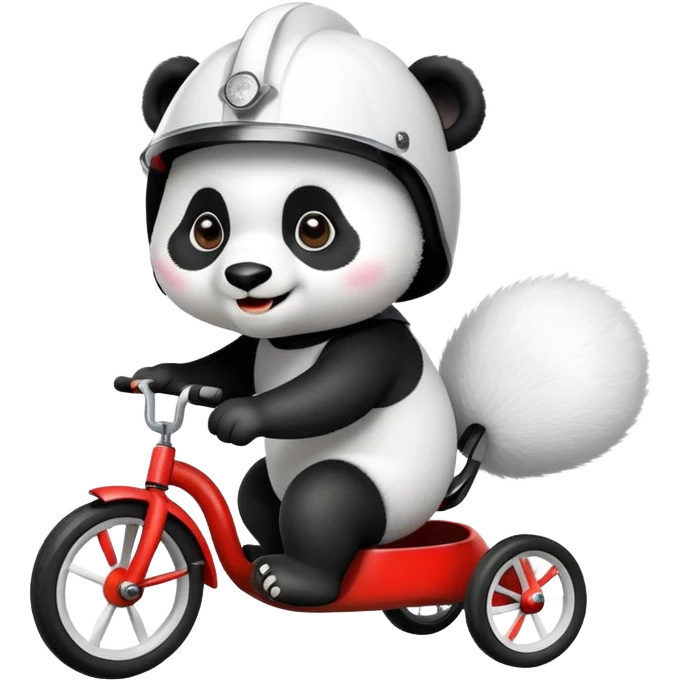Panda with a helmet riding tricycle  emoji