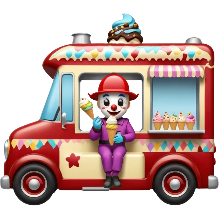 Crazy killer Klown Jenkins 4wd my monster 1924 racing ice cream with chocolate, nuts and sprinkles dream house food truck  emoji
