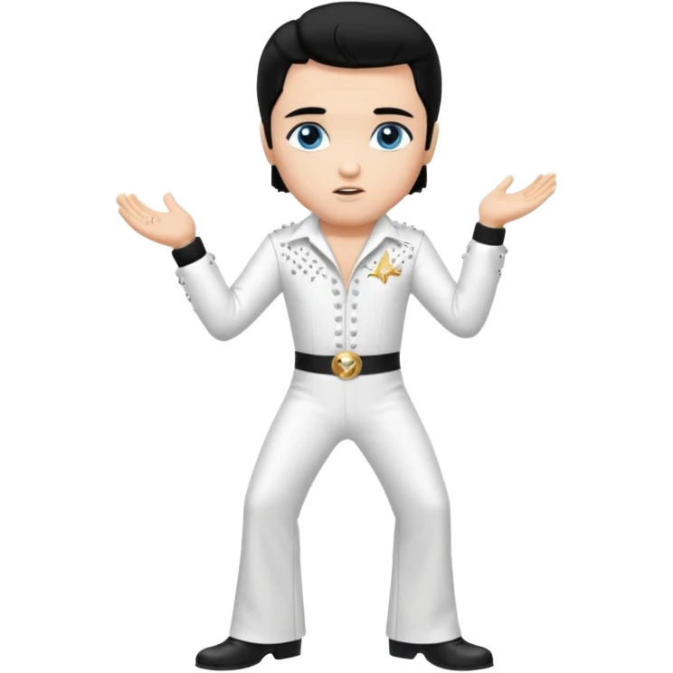 Elvis Presley blue eyes, black hair, white outfit emoji