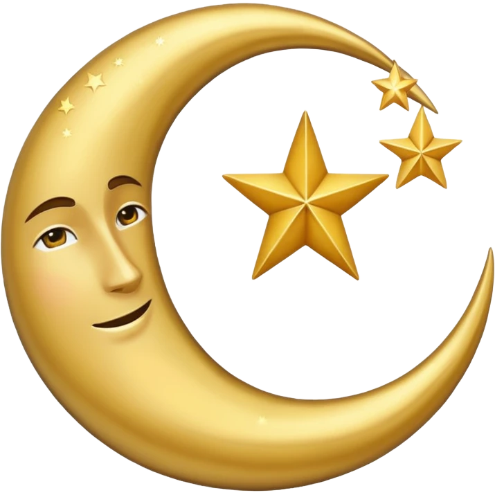 Star and Crescent emoji with black background and no face only star and crescent. emoji