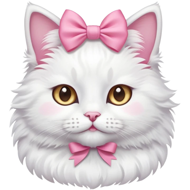 Cute white cat having a bow on its ears emoji