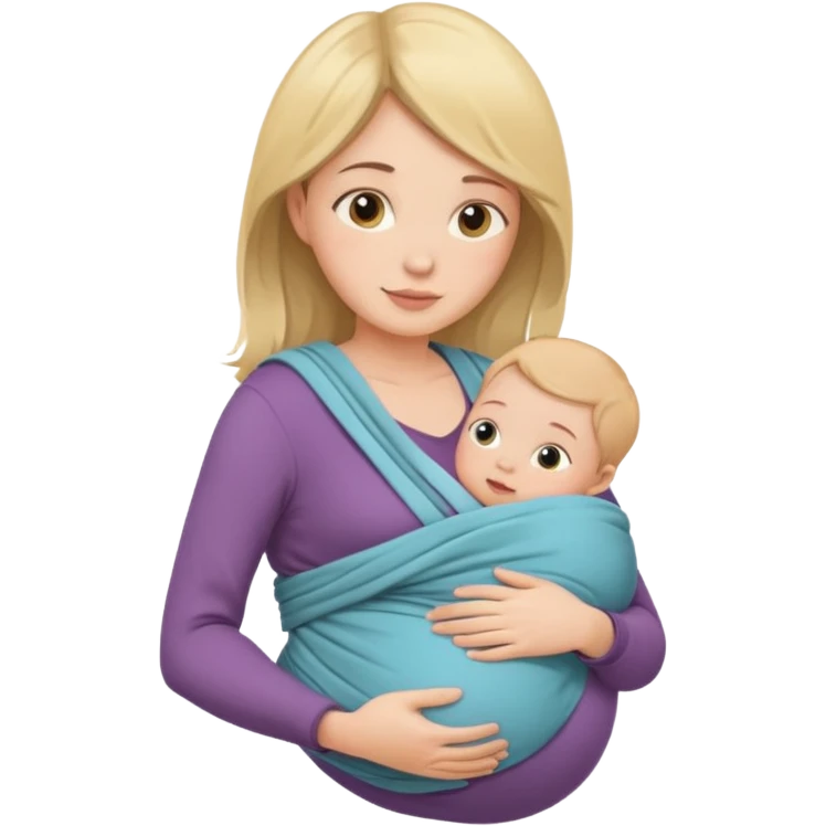 Pregnancy babywearing mom with baby and wrap  emoji
