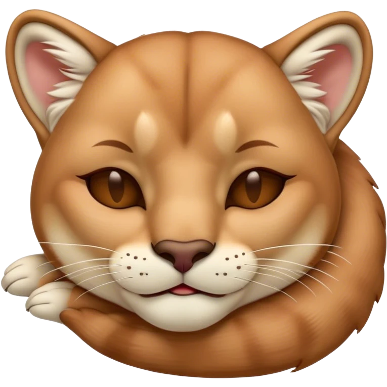 Meme-Worthy Cute Sleeping Cougar Portrait Emoji, Head resting peacefully with a contented smile, showcasing a lithe build and a luxuriously soft tawny Fur, eyes shut in a serene, restful nap, Simplified yet hilariously adorable features, highly detailed, glowing with a soft, drowsy light, high shine, relaxed and utterly lovable, stylized with an air of playful laziness, bright and heartwarming, soft glowing outline, capturing the essence of a comically sleepy cougar, so meme-worthy it feels like it could instantly become the next viral sensation of adorable slumber! emoji