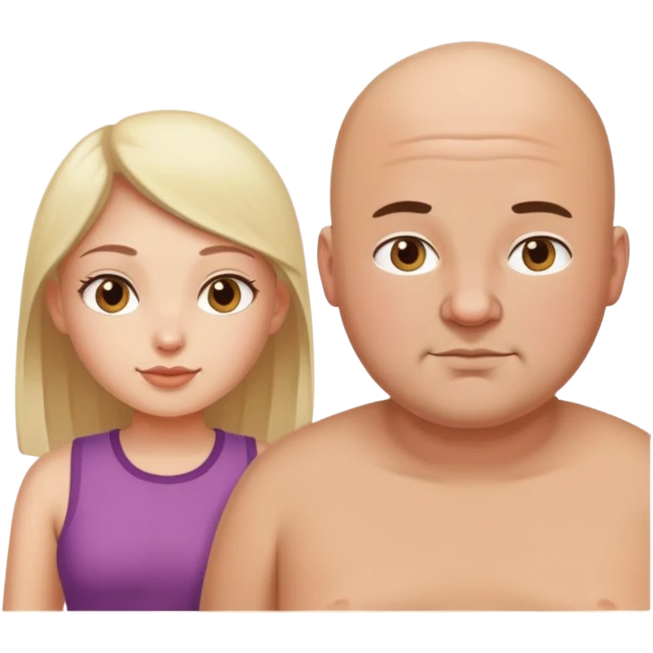 slim girl with fat bald guy emoji