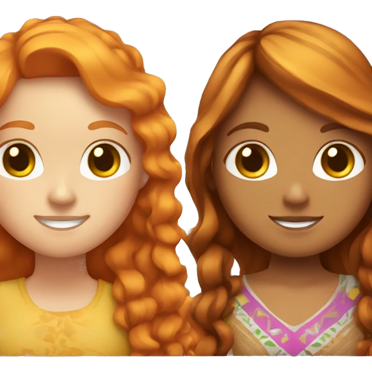 A Ginger girl and a Mexican girl with highlights being friends  emoji