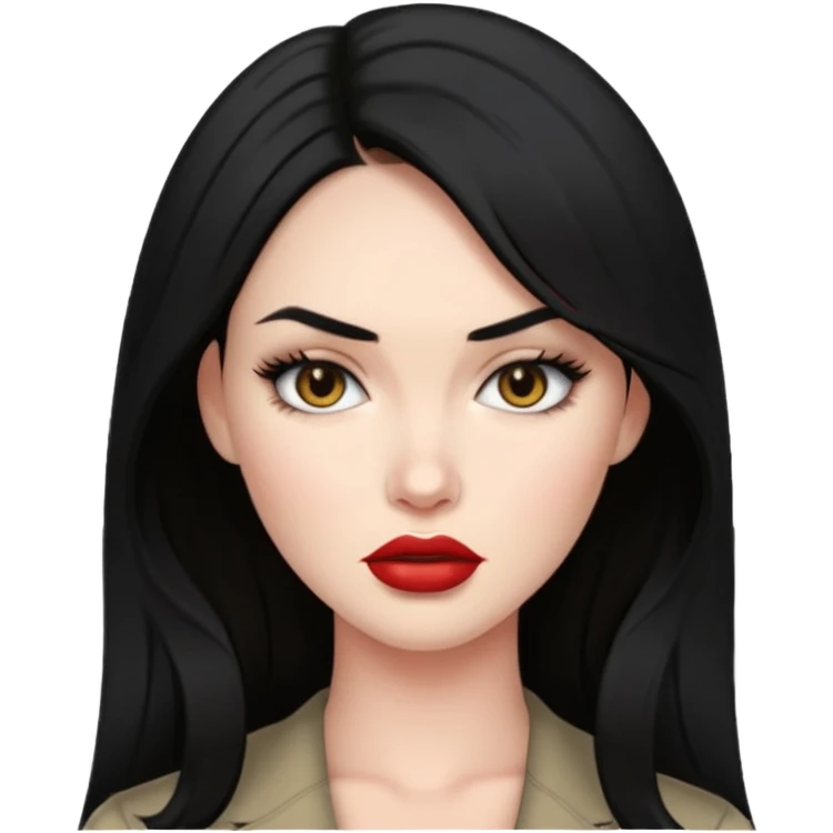 “Emoji girl, femme fatale, black hair. megan fox vibes emoji