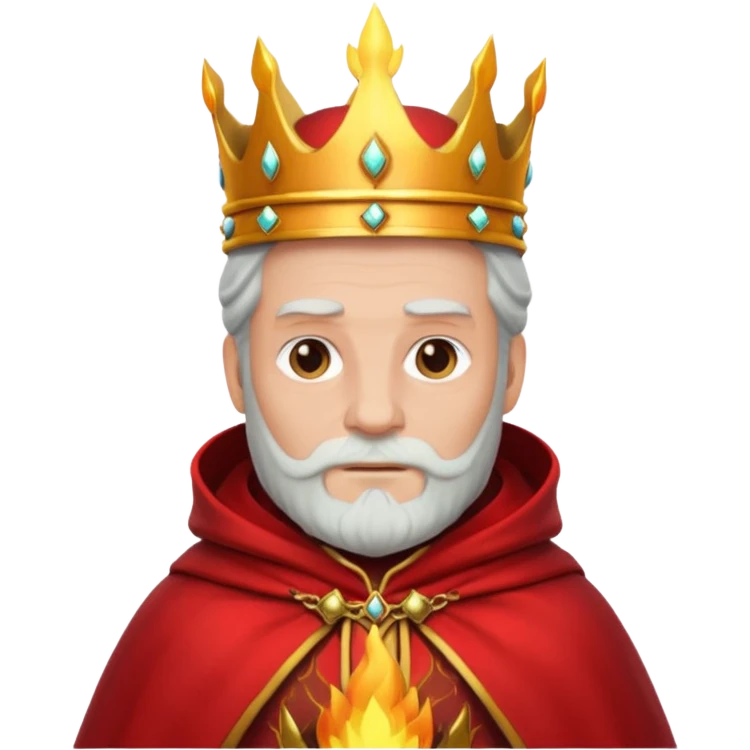 Fire old King – flame crown + scarlet cloak emoji