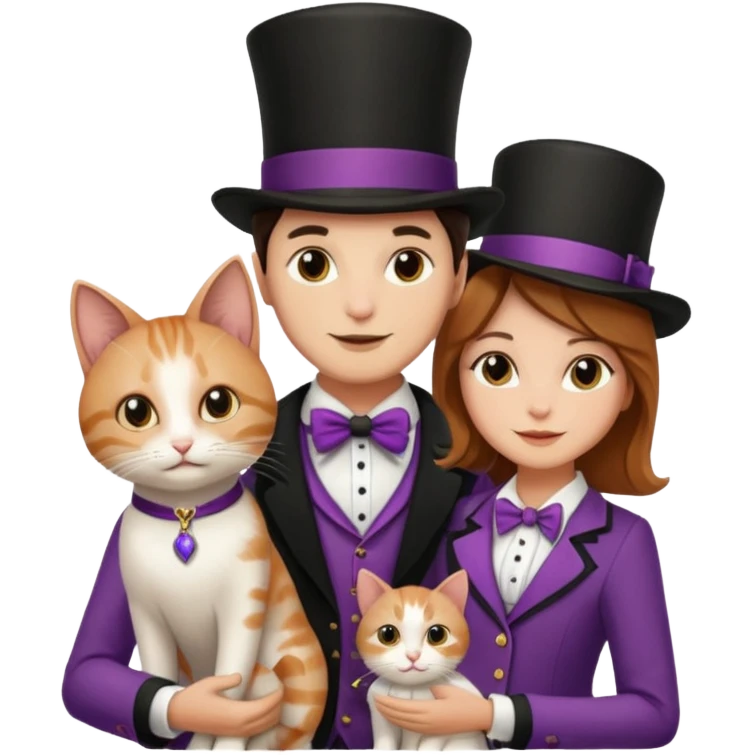 magician couple and their pet cat emoji