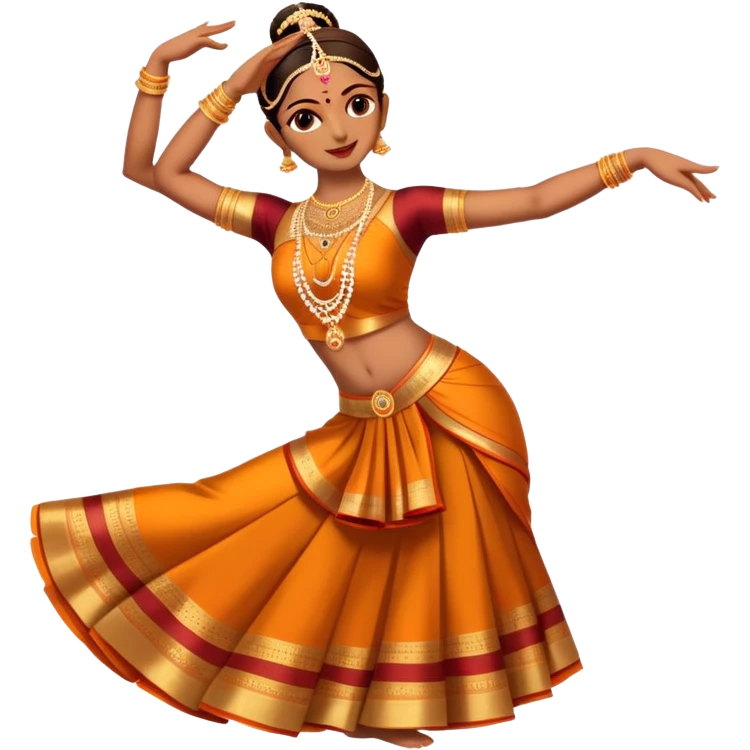 cinematic-realistic-bharatanatyam-dance-emoji,-depicted-as-an-elegant-classical-indian-dance-performance-with-graceful-poses,-intricate-costumes,-and-expressive-hand-gestures,-rendered-with-rich-textures-and-warm-dramatic-lighting, single dancer full body  emoji