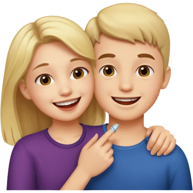 Girl biting boy cheek emoji