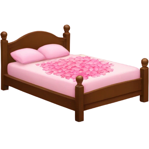 A bed with pink rose petals on top  emoji