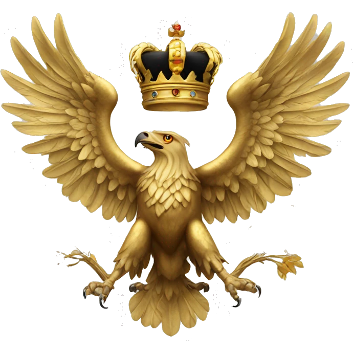 Golden double headed eagle with crown emoji