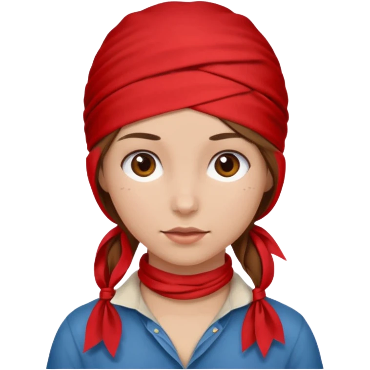 brown haired woman with wearing red bandana emoji