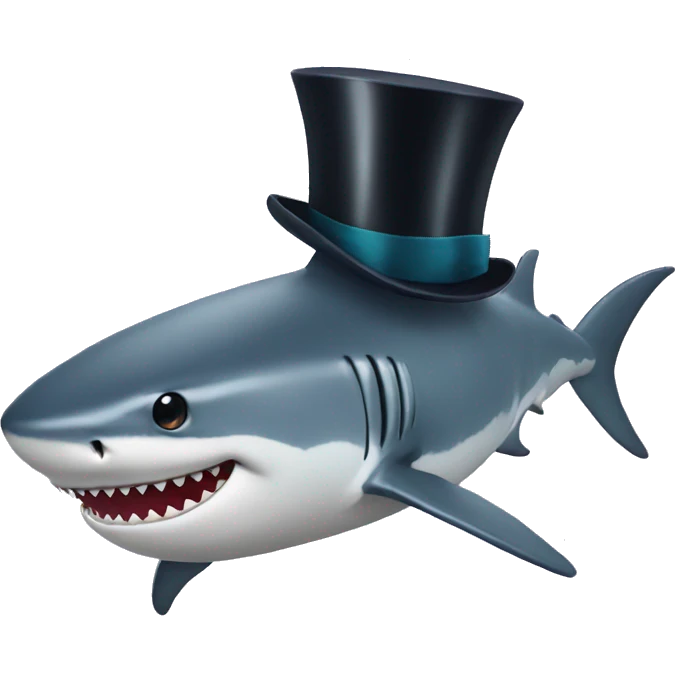 Shark with a top hat and bobs emoji