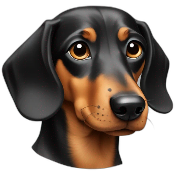 Dog head reality dachshund Looks to the left side 180 Degrees emoji
