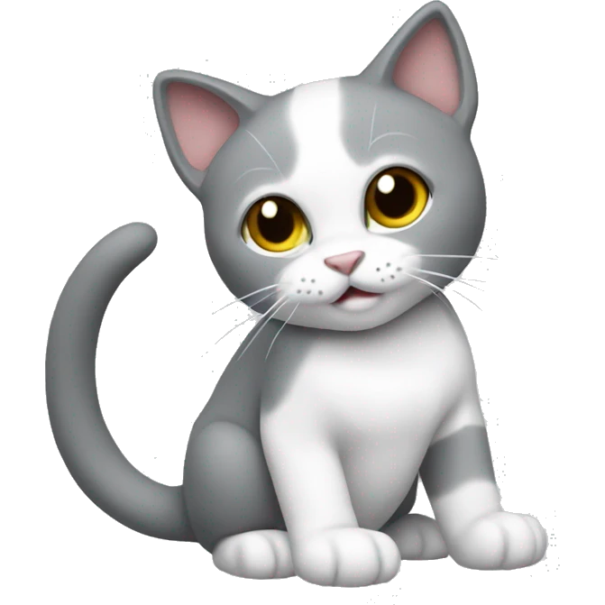 CAT grey white Play with toy  emoji