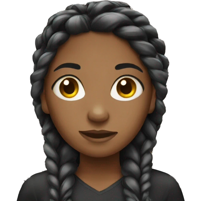 black girl with long braids emoji