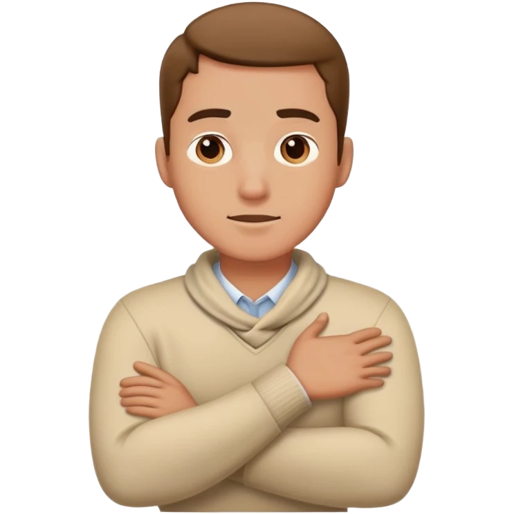 Guy crossing arms around neck  emoji