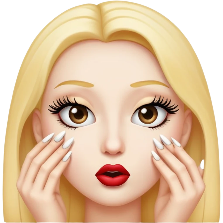 Kissy face emoji with eyelashes and nails  emoji