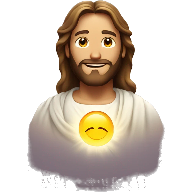 A glowing Jesus emoji with a radiant halo and a peaceful smile emoji