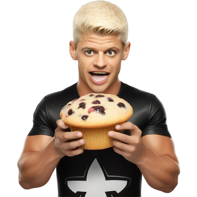 Cody Rhodes eating a muffin emoji