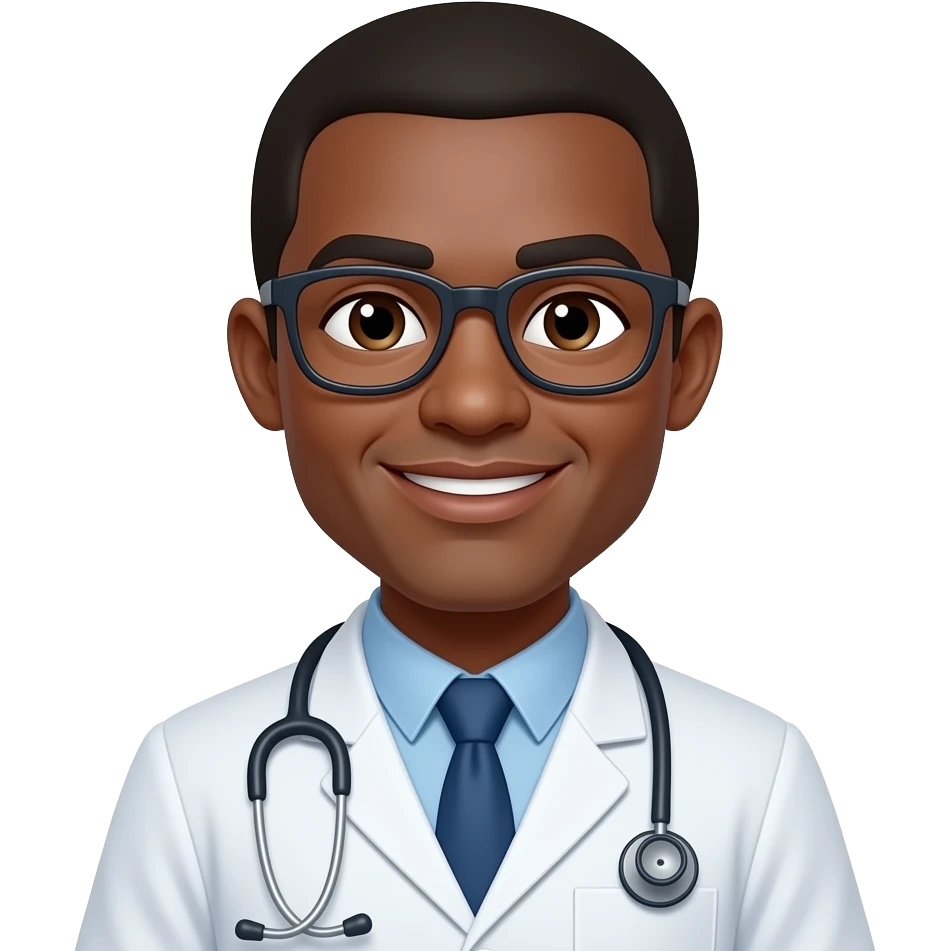 brown skin doctor wear glasses emoji