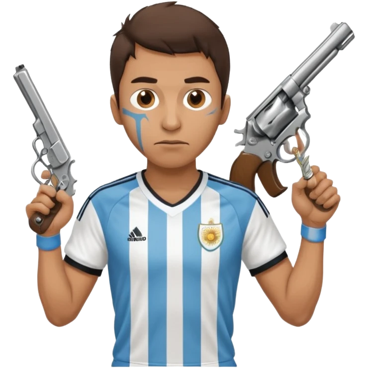 haz un turro con una biszera para atras y con un arma remera argentina pero arma de fuego que tenga un revolver solo emoji