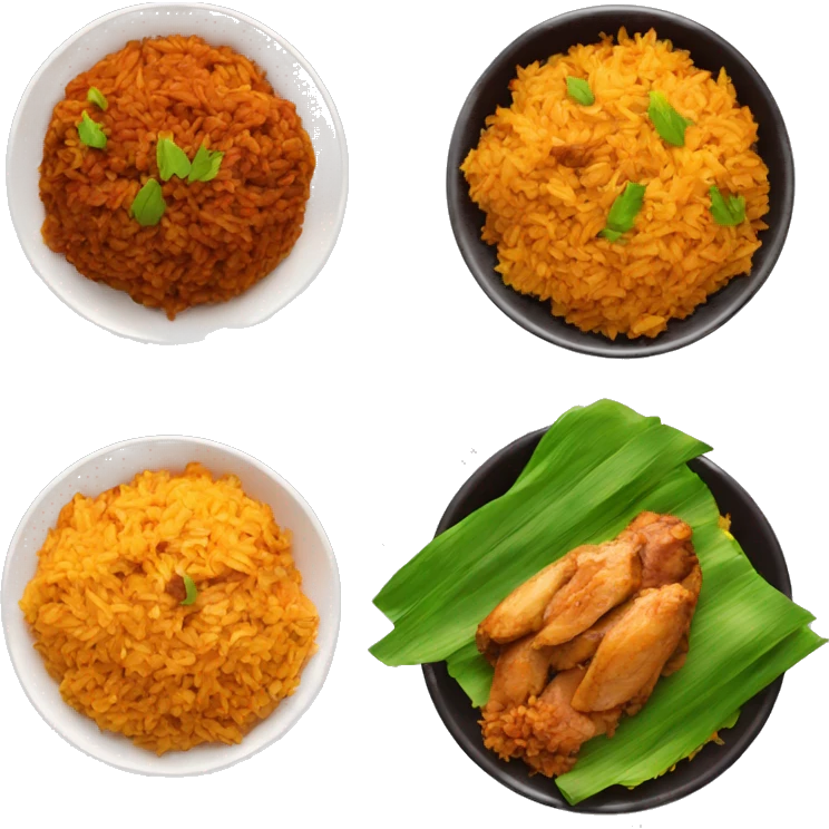 jollof rice with chicken and plantain emoji