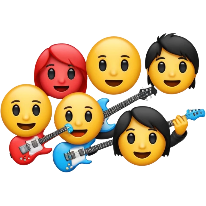 several emoticons related to rock music emoji