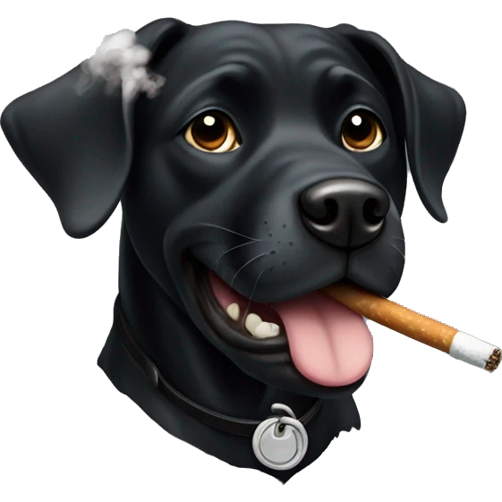 Black dog smoking  emoji