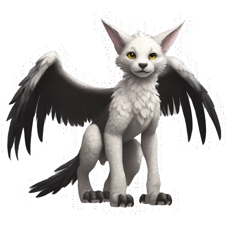 Anthro cool edgy Trico winged animal hybrid full body emoji