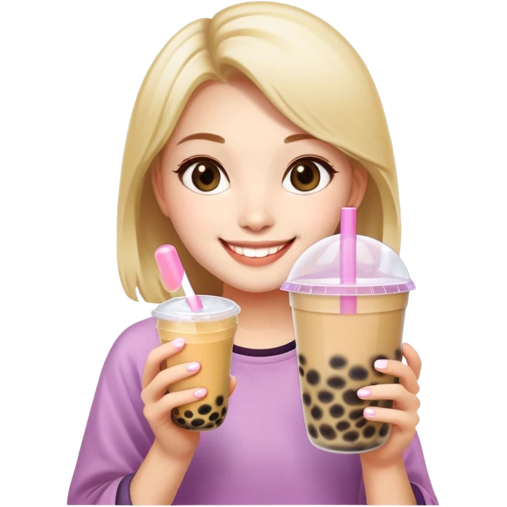 a girl holding bubble tea emoji