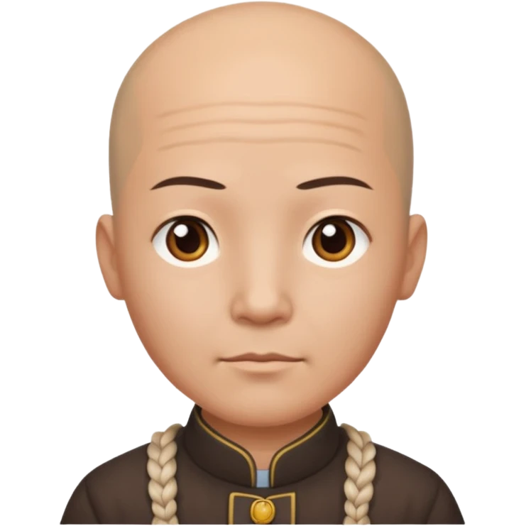 chineese man with a bald head and BRAID coming out in the middle emoji