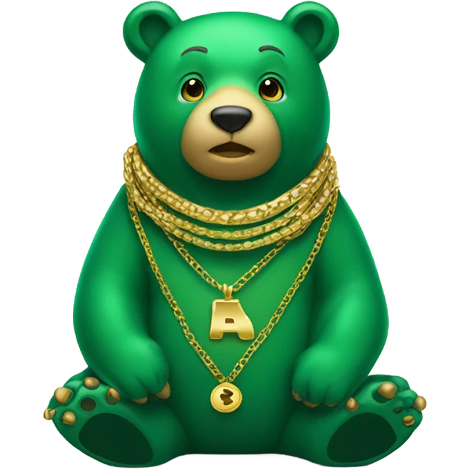 Green bear wearing a lot of gold necklaces  emoji