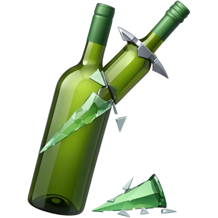 green wine bottle used as a weapon, broken on one end and sharp emoji