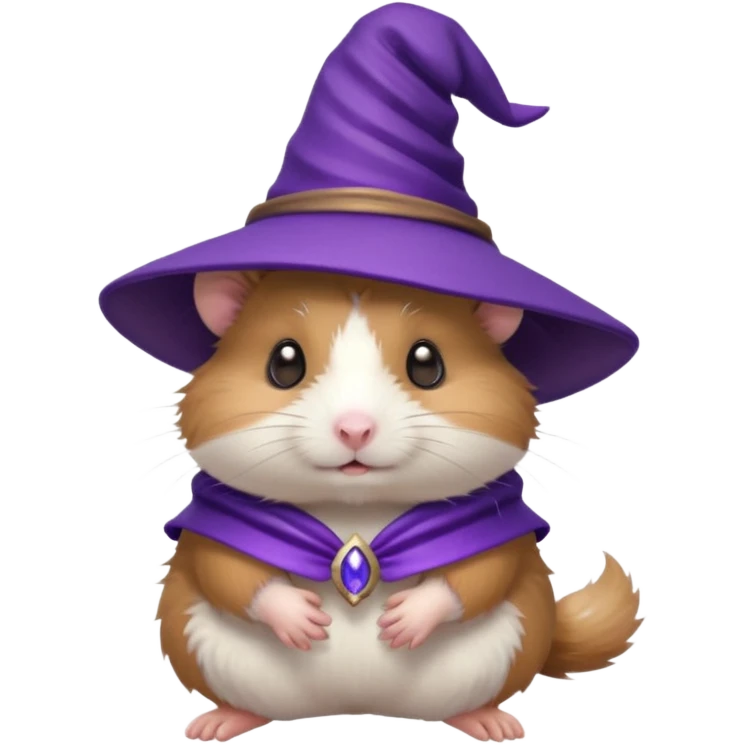 cute hamster wearing a small purple witch hat emoji