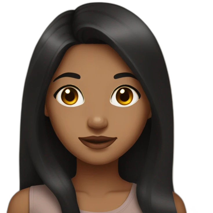 brown girl straight black hair, with amber eyes and long dark hair with light brown skin emoji