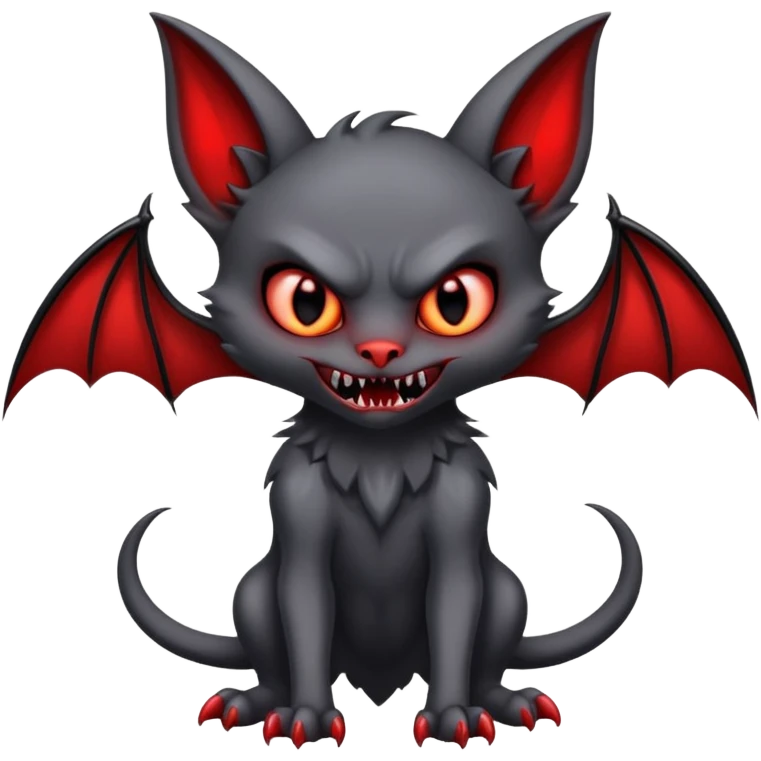 Cute cool edgy evil wholesome vampiric bat-demon-feline-hybrid-creature, full body emoji